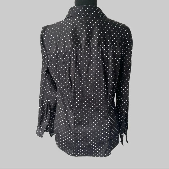 Chico’s Black Polka Dots Stretch Button Down Shirt - Picture 3 of 13